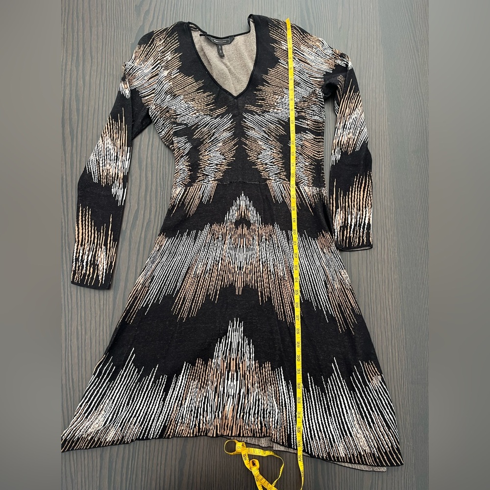 BCBGMaxAzria Black and White Long Sleeve Dress